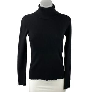 Tory Burch Women's Black Ribbed Knit Turtleneck Long Sleeve Sweater Top Size S/P